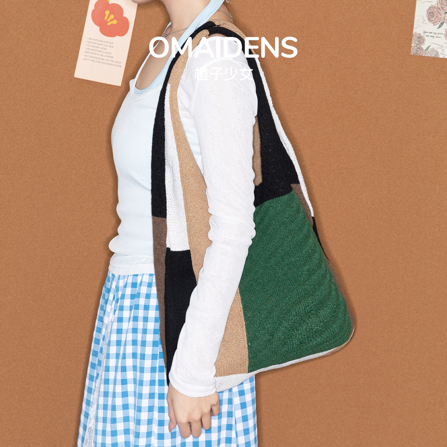 橙子少女民族风撞色针织托特包女大容量ins小清新森系编织单肩包,箱包皮具/热销女包/男包,托特包,淘宝优惠券,粉丝福利购,淘宝优惠卷