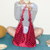 橙子少女韩版 波点托特包女大容量帆布包文艺小众单肩腋下包包百搭