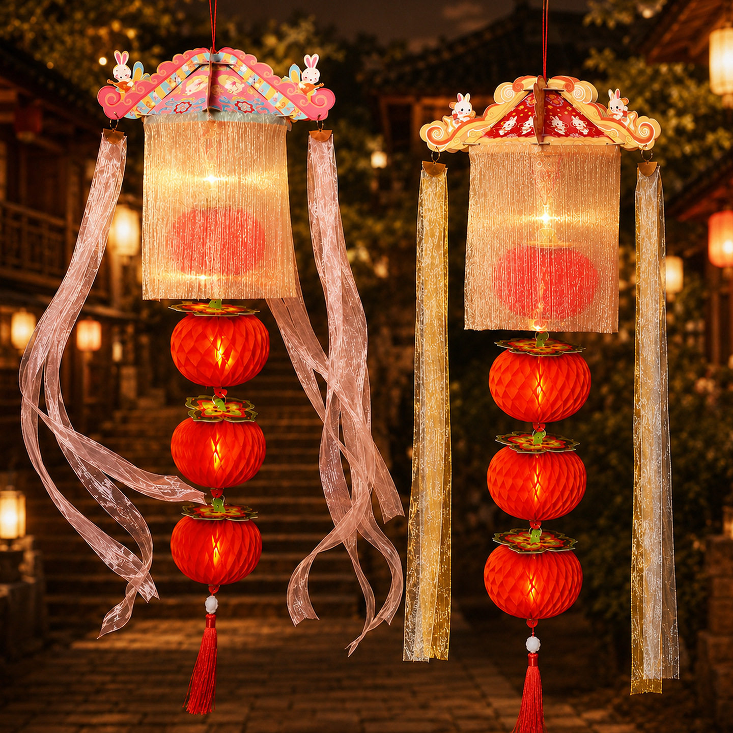 中秋儿童DIY国风发光花灯