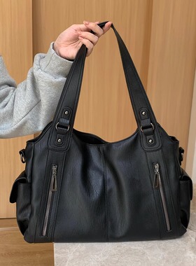 包包女托特包大容量可斜挎2025新款复古百搭黑色质感单肩手提包