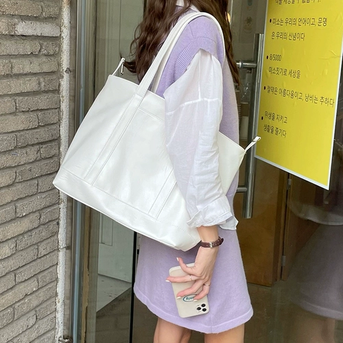 Кремовая весенняя мягкая полиуретановая вместительная и большая сумка для путешествий, сумка на одно плечо, в корейском стиле