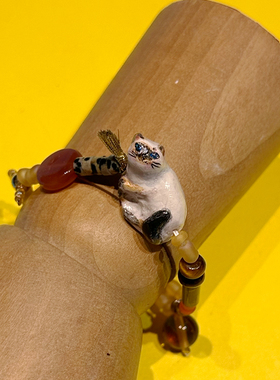 怪有趣 喵喵喵 暹罗花猫串珠手链 搞怪手串新款 粘土小众手串礼物