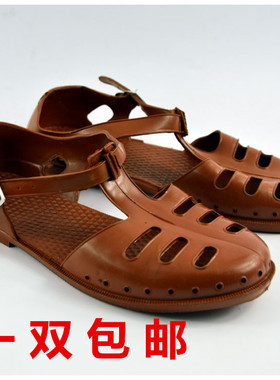 包邮解放鞋户外男夏橡胶老式塑料复古胶鞋防滑包头越南3547凉拖鞋