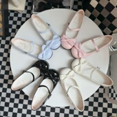 原创可爱百搭蝴蝶结lo鞋 圆头平底鞋 Lolita软底单鞋 甜心结 学生鞋