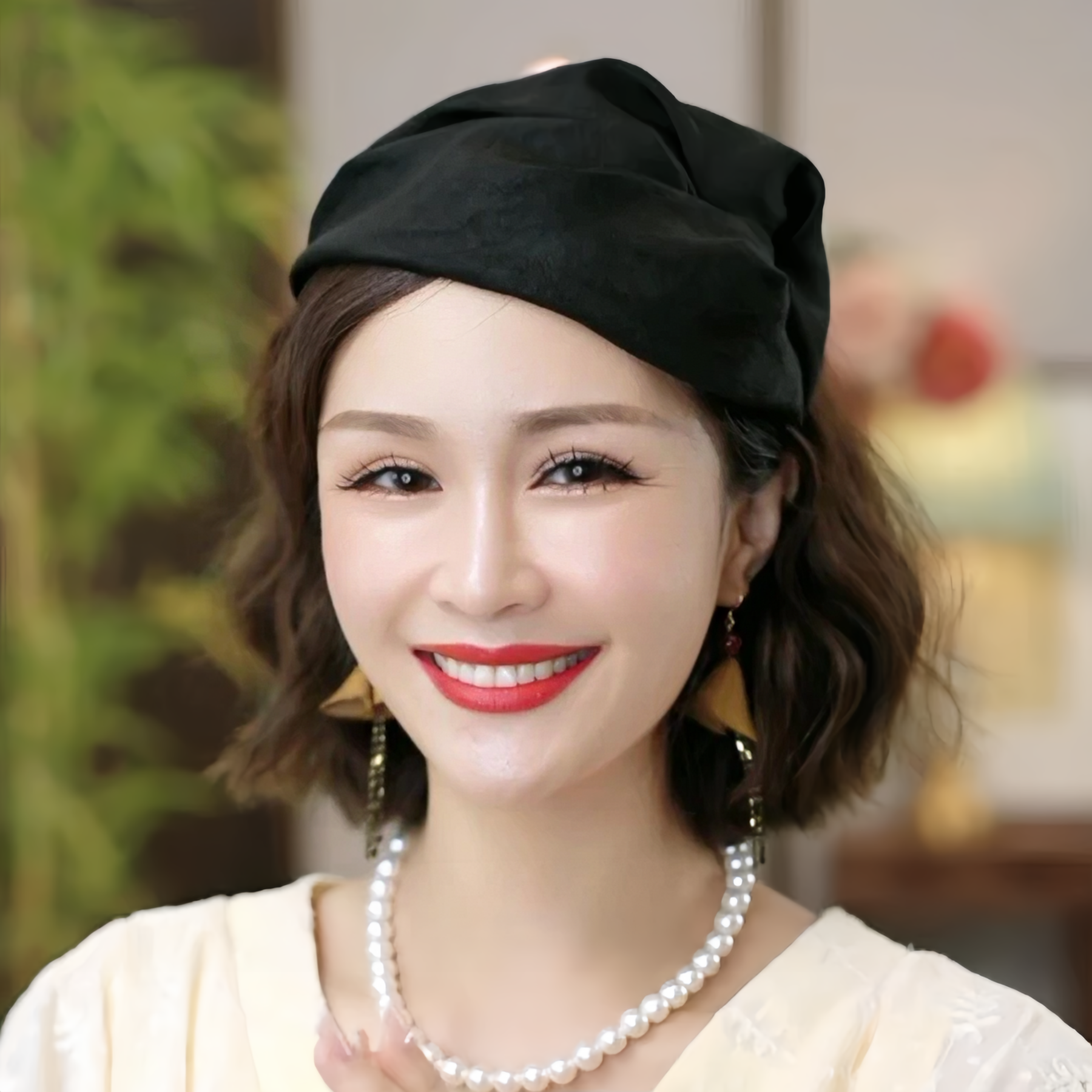 新款春夏时尚透气泡泡纱遮白发半帽洋气宽边发箍百搭头箍女士头饰