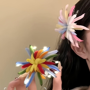 【彩色烟火】烟花发夹边夹侧边夹氛围元旦跨年穿搭配饰扭扭棒头饰