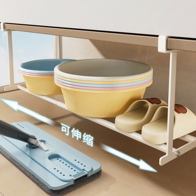 洗脸盆收纳层架子浴室柜下分层盆子收纳层架化妆室伸缩置物架各种