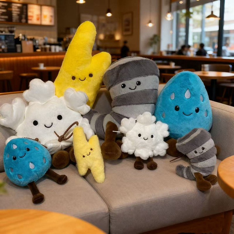 天气挂件抱枕小雨滴闪电龙卷风雪花可爱软萌毛绒公仔创意包包挂饰