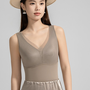 雅仙柔冬季 保暖背心女带胸垫聚拢双层加厚发热塑身收腹打底85803