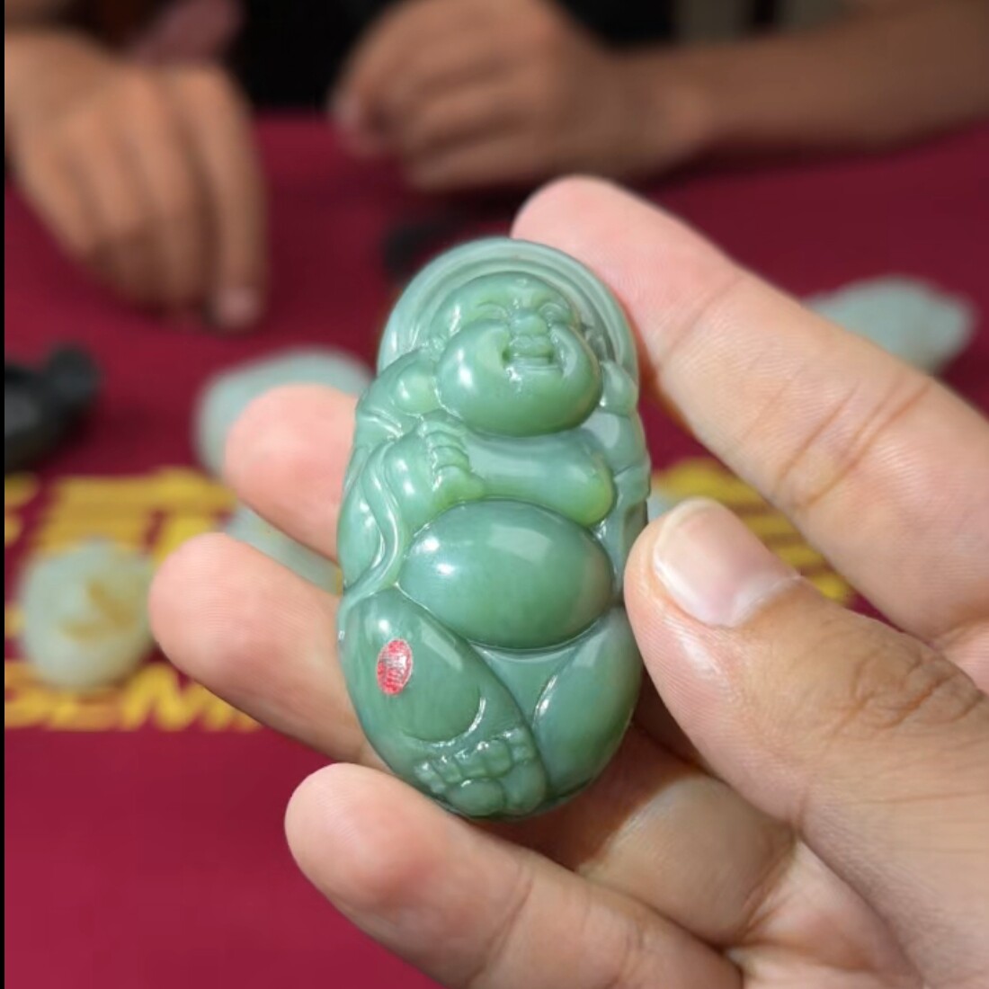 崔博玉雕大师专场碧玉猫眼佛公