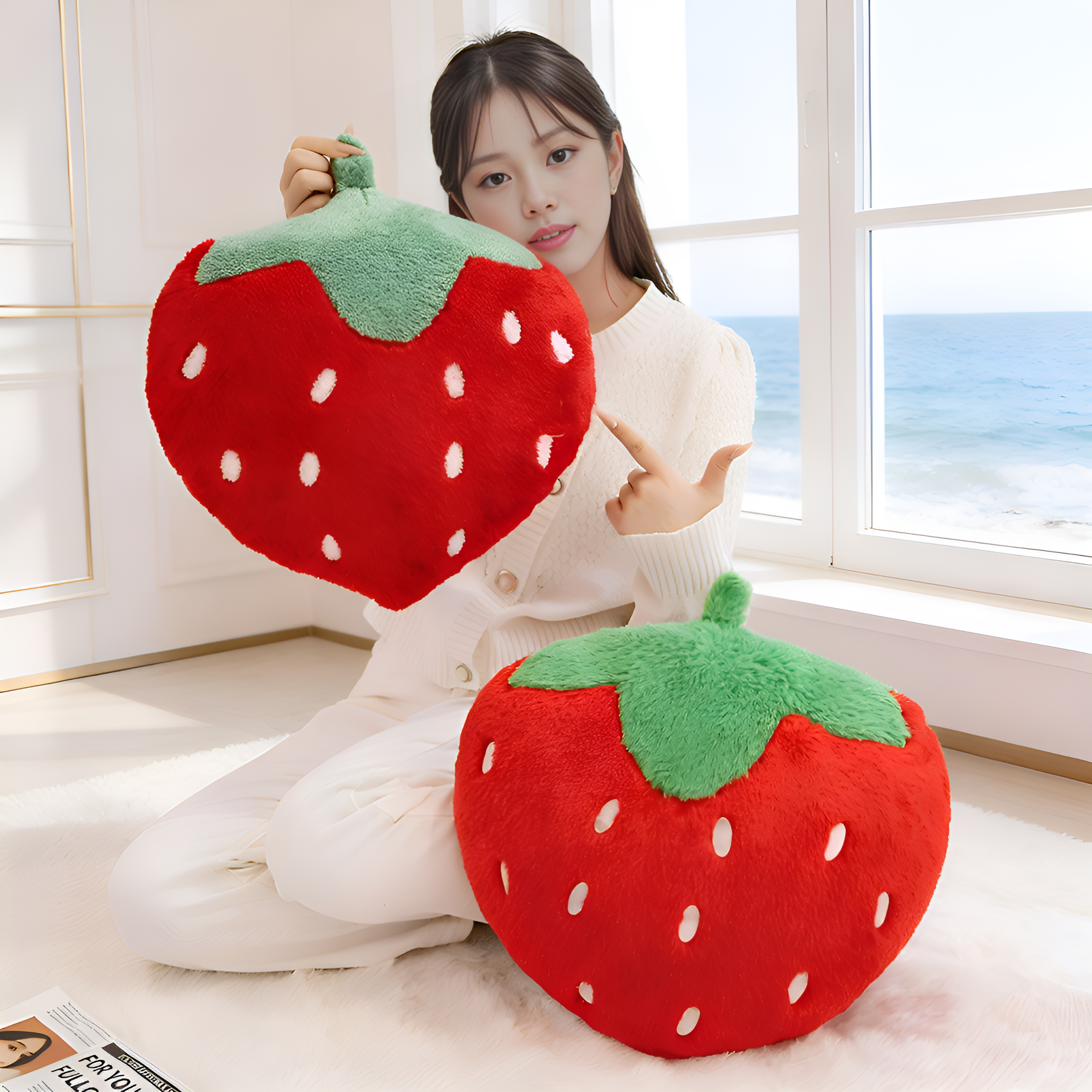 草莓抱枕可爱毛绒玩具客厅沙发摆件靠垫简约轻奢感床上抱枕公仔,玩具/童车/益智/积木/模型,毛绒/玩偶/公仔/布艺类玩具,淘宝优惠券,粉丝福利购,淘宝优惠卷