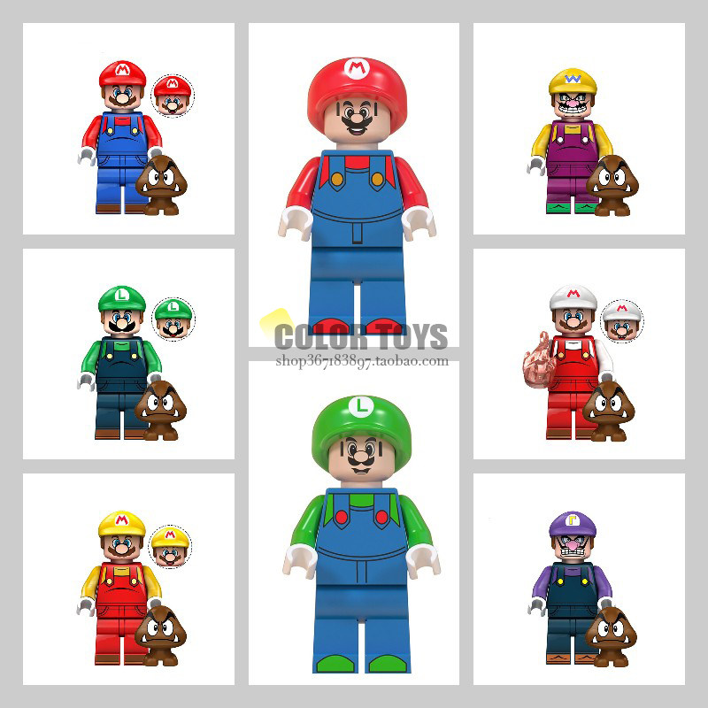经典动漫游戏超级玛丽水管工拼装积木人仔玩具