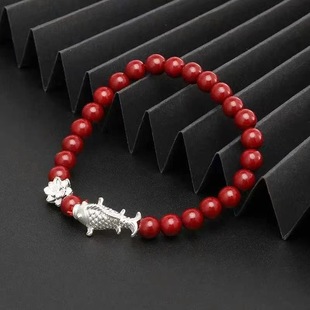 朱砂手链3D足银配件竹节貔貅莲花鱼手串礼物直播引流活动一件
