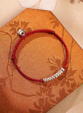 砣岁安为晚999银砣纯银红绳手链编织绳女款绝美小众手链轻奢精致