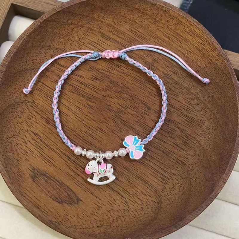 足银彩蝶编织手绳滴胶纯银蝴蝶手链百搭直播引流的福利礼品礼物