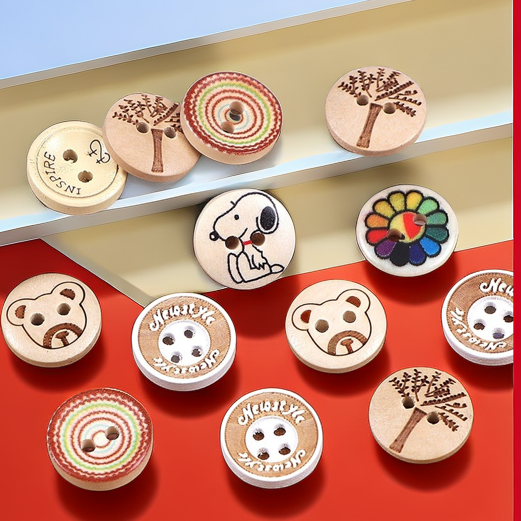 复古卡通可爱儿童印花木头纽扣diy手工木质扣子开衫外套装饰木扣,居家布艺,纽扣,淘宝优惠券,粉丝福利购,淘宝优惠卷
