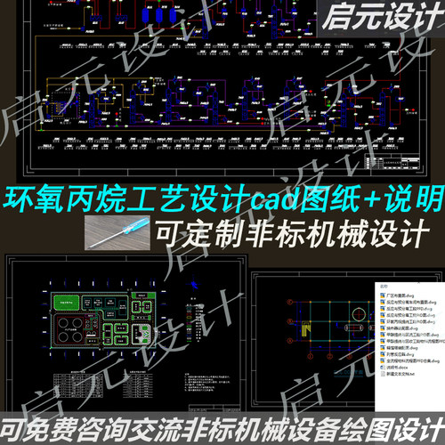 环氧丙烷工艺设计cad图纸+2d说明 250kta环氧丙烷工艺cad课程图纸
