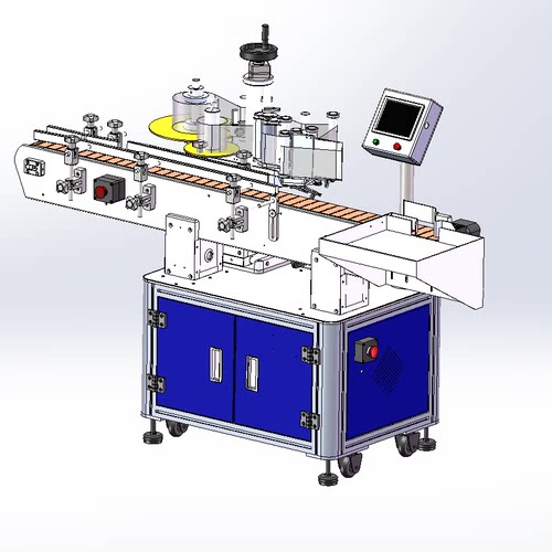 T21100圆柱式瓶式自动贴标机立式高速侧面贴标签机全套3d+2d图纸