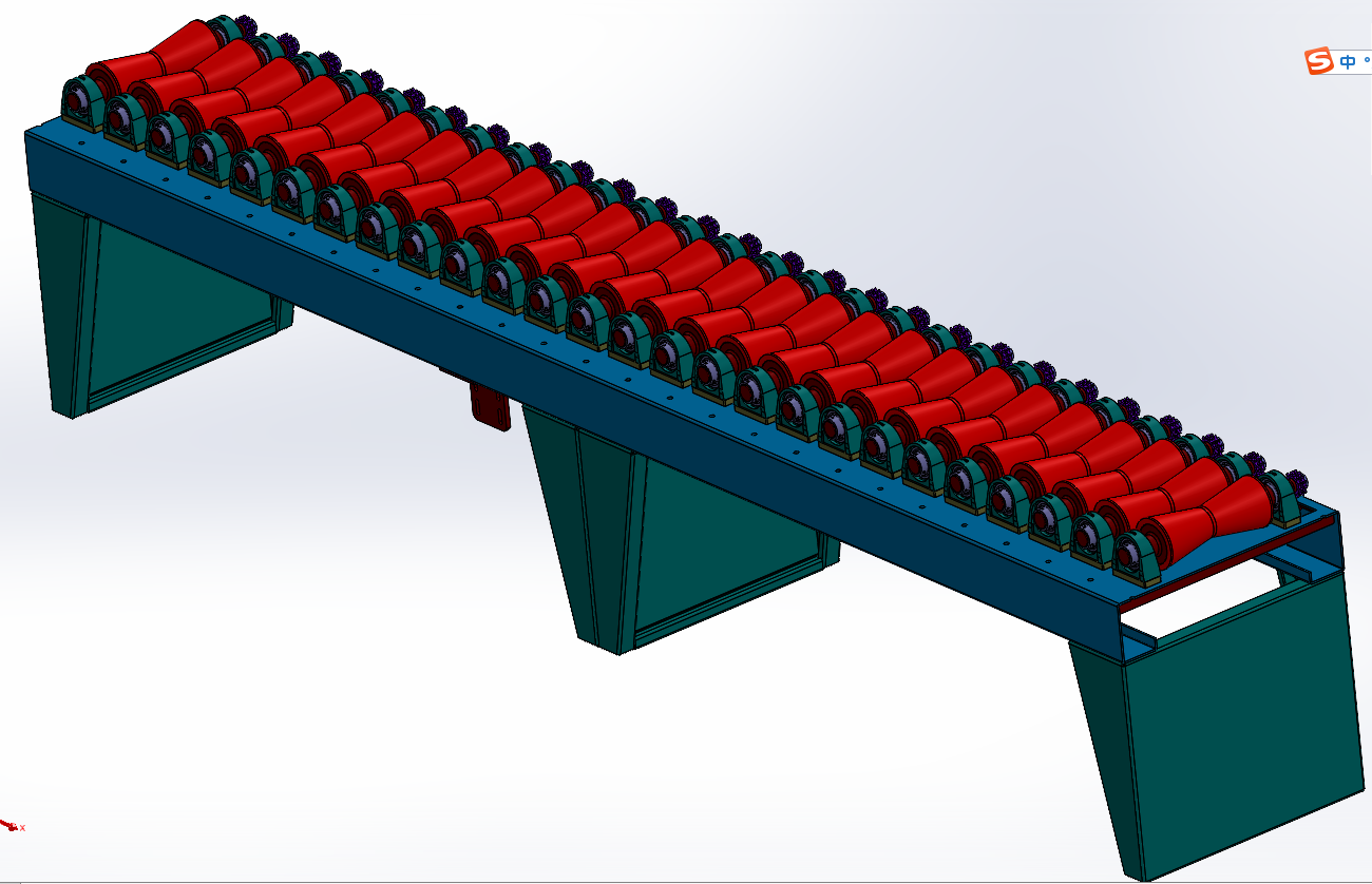 V型滚筒输送机3d图纸棒料滚筒输送机3D图纸solidworks设计模型