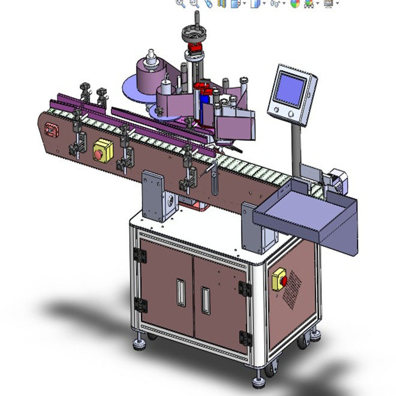 全自动立式圆瓶贴标机3d图纸非标自动化设备3d设计图纸