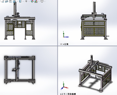 龙门架三轴机械手3d含气抓码垛搬运机械手3d图soildworks3d设备图