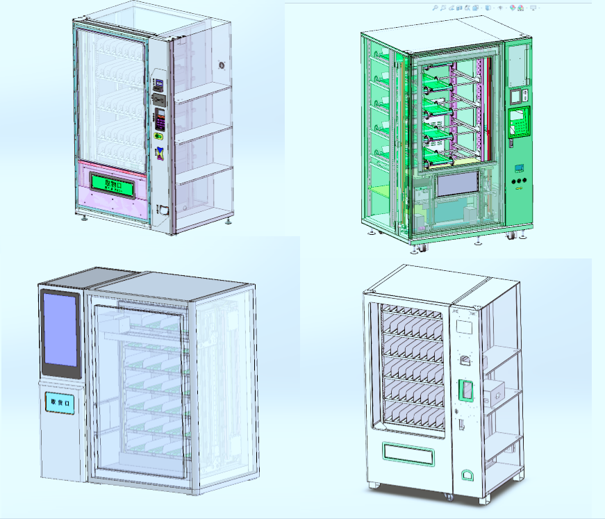 8款自动售货机3D图纸模型贩卖机智能售卖机三维机械图纸设计