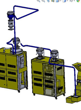 注塑机集中供料系统3D图纸K822 H711 非标自动化设备3D图纸3D素材