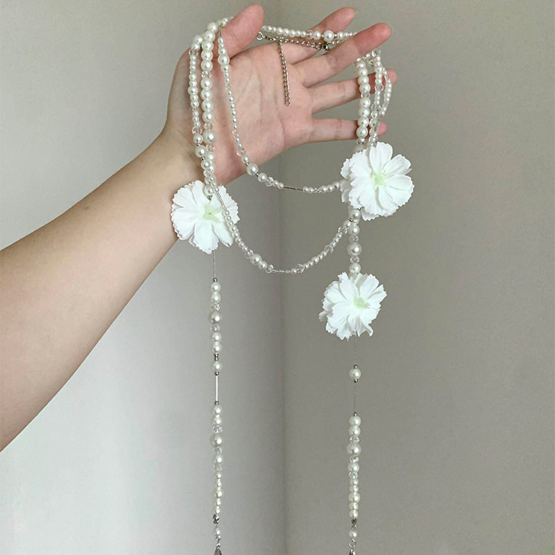 【告白桔梗】超仙白色花朵串珠叠戴项链女款choker小香风轻奢颈链