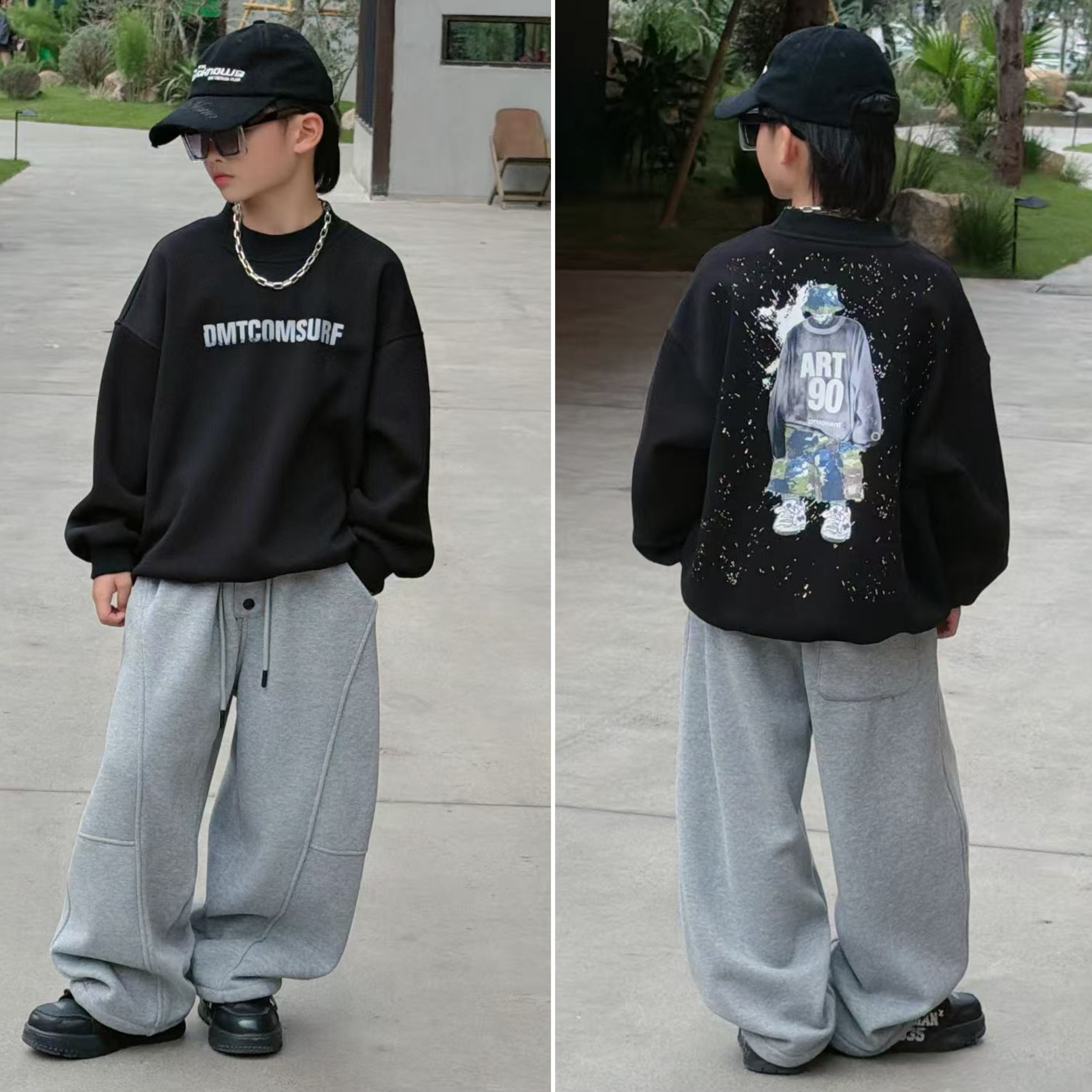 大童冬季加绒卫衣儿童圆领百搭上衣6077