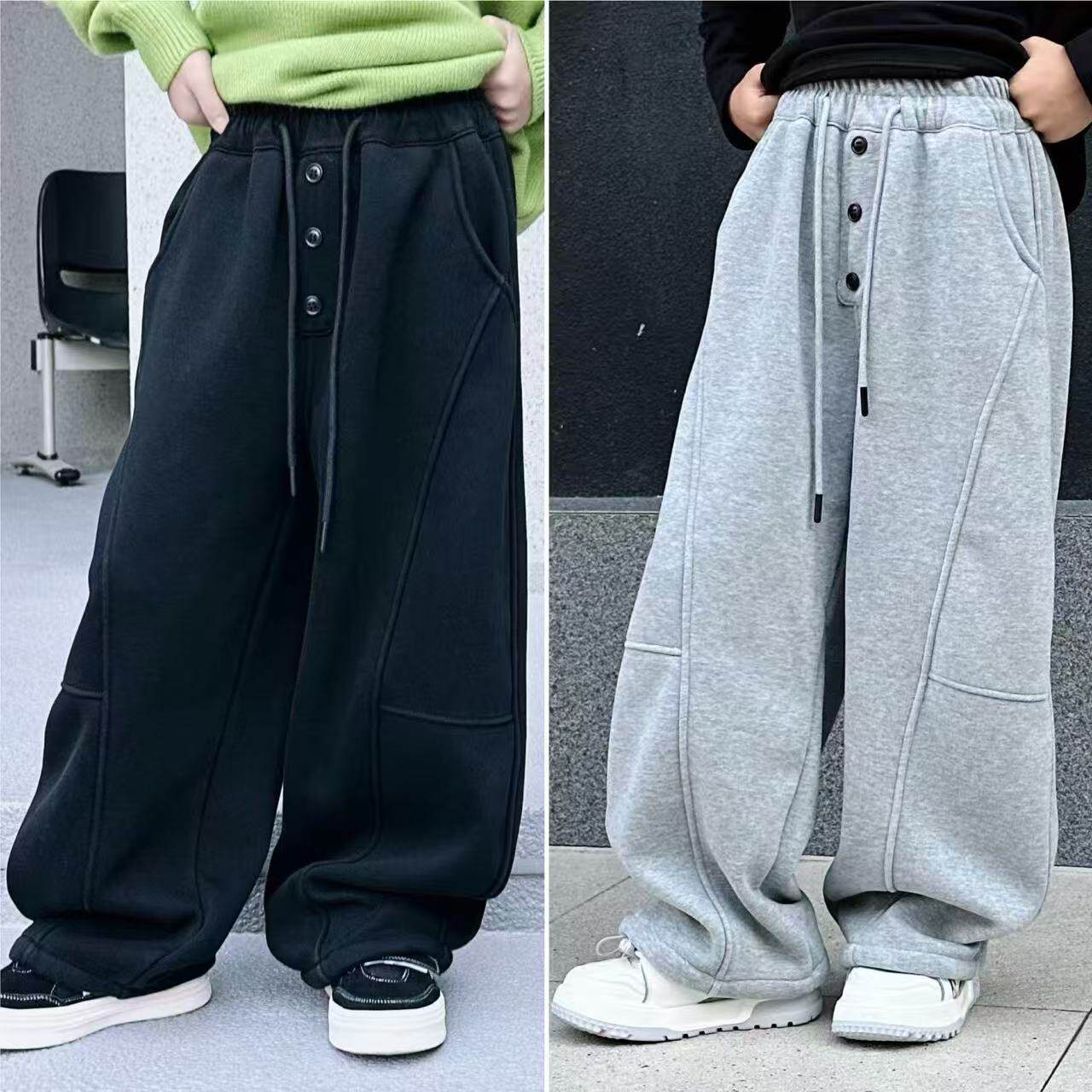 2025青少年冬季休闲加绒长裤男女童加厚卫裤5007