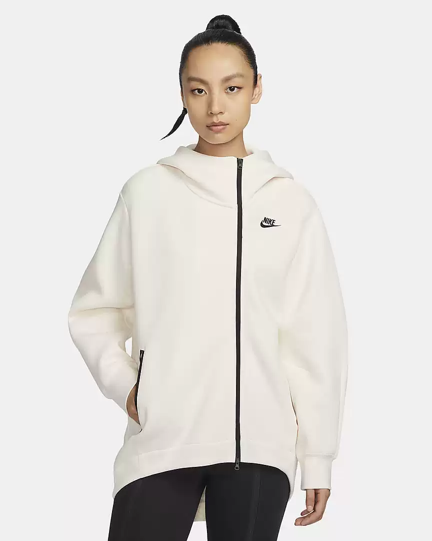 Nike Tech Fleece женская куртка с диагональной молнией свободного кроя с капюшоном FB8244-010/110/276/618