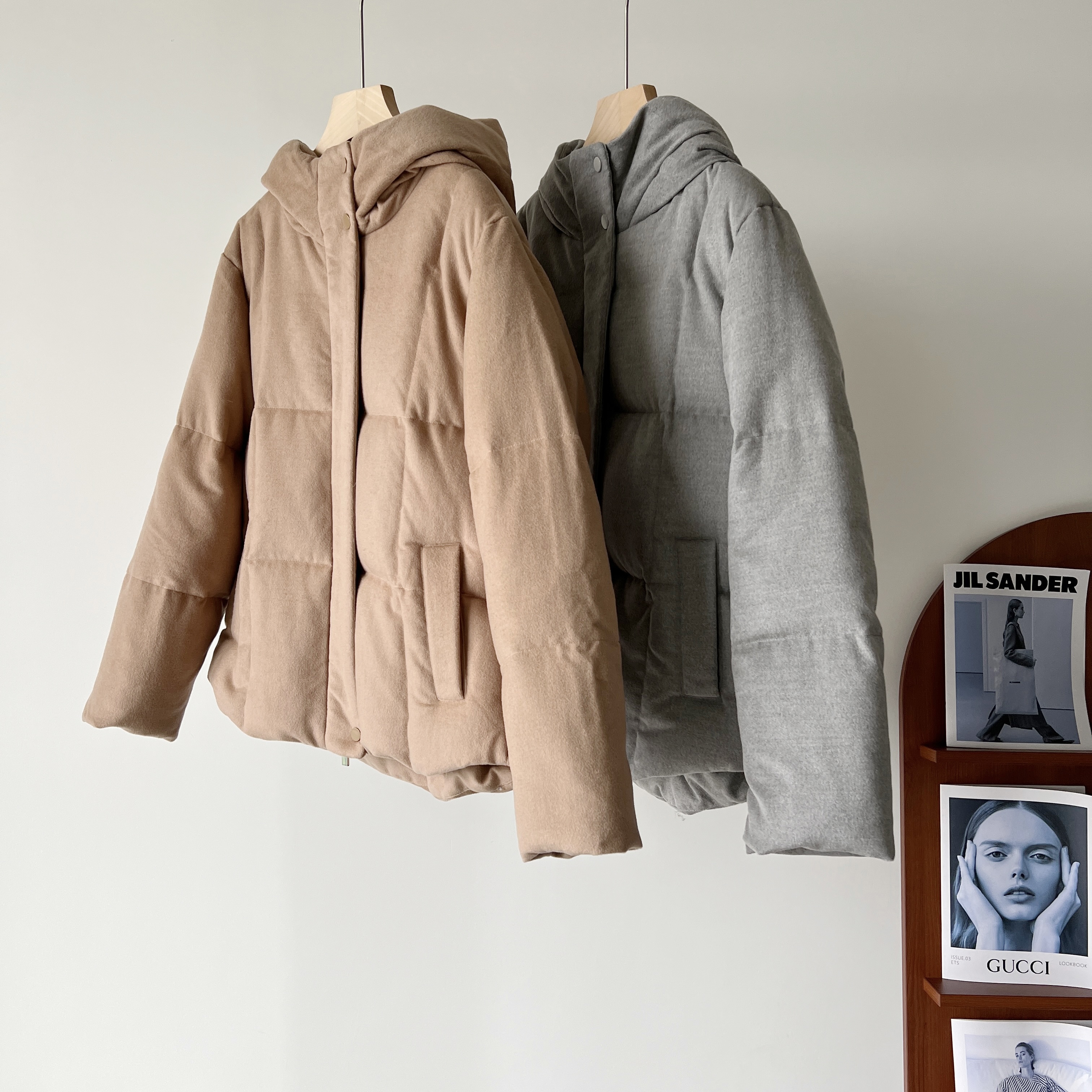 鹅绒填充羊绒羊毛羽绒服毛呢外套