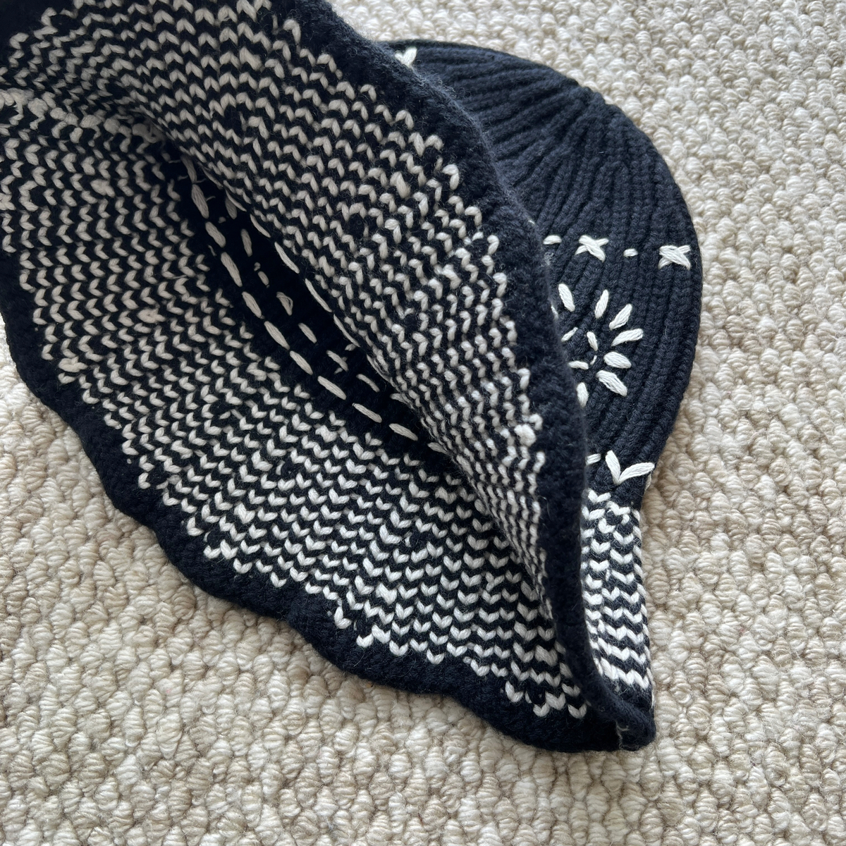 费尔岛文艺山羊绒手工钩针渔夫帽