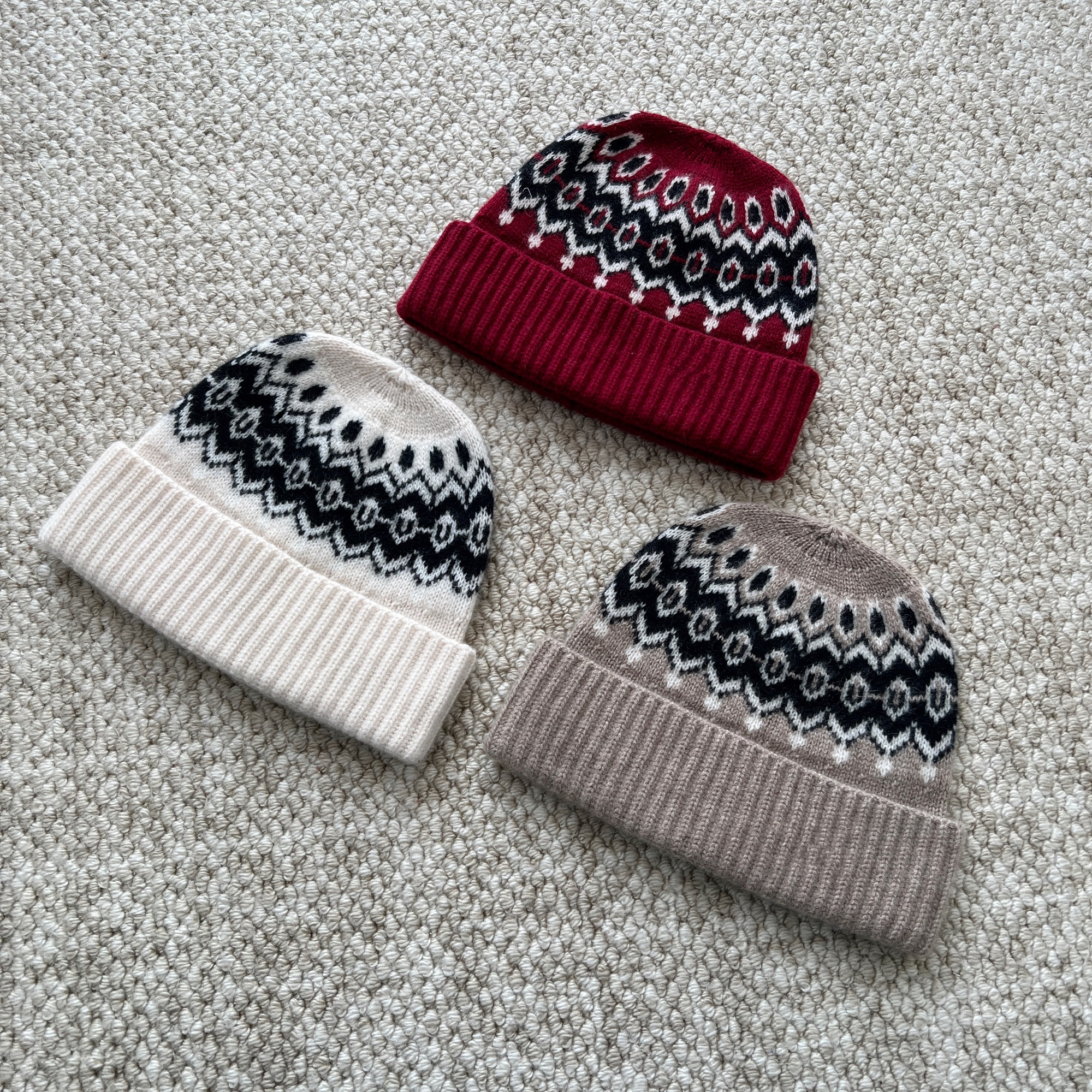 费尔岛意奢经典山羊绒提花羊绒帽