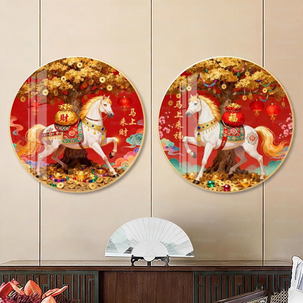 蒙娜丽莎印花十字绣马到成功马上来财来福满绣新款小幅客厅绣线画