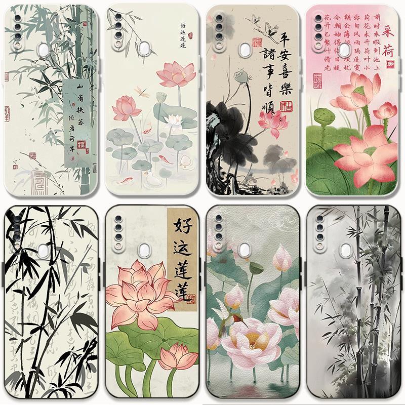 适用OPPOA8手机壳荷花0pp0a8保护套oppo a8竹子中国风opa8新中式opopA8镜头全包情侣PDBM00国潮男女防摔软胶