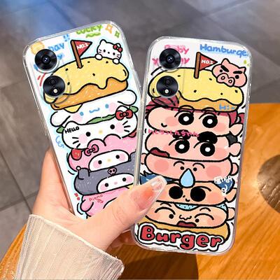 适用oppoa97/a95/a93s手机壳a92s/a97/a36叠叠小新a35可爱a58x a53 a57 5G男女a96猫咪a55s防摔a55软a72套a32