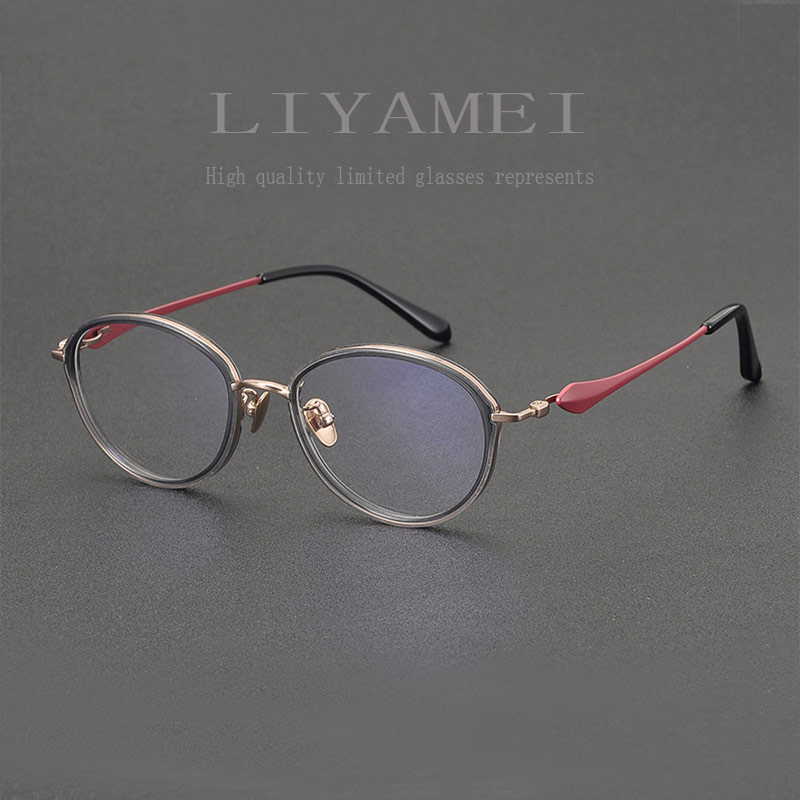 镜宽145mm时尚纯钛近视眼镜板材日系高端眼睛框架可配高度数女潮