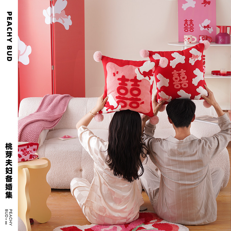 桃芽夫妇小兔抱枕沙发靠枕