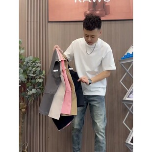 净版纯色短袖男简约潮牌潮流高级感正肩纯棉T恤男女爆款上衣夏季