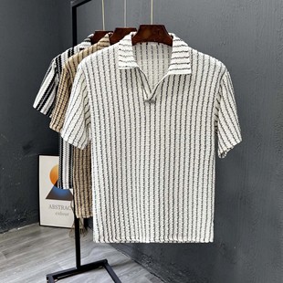 半截袖 男士 休闲POLO衫 高端翻领上衣t 新款 T恤夏季 潮牌透气短袖 薄款