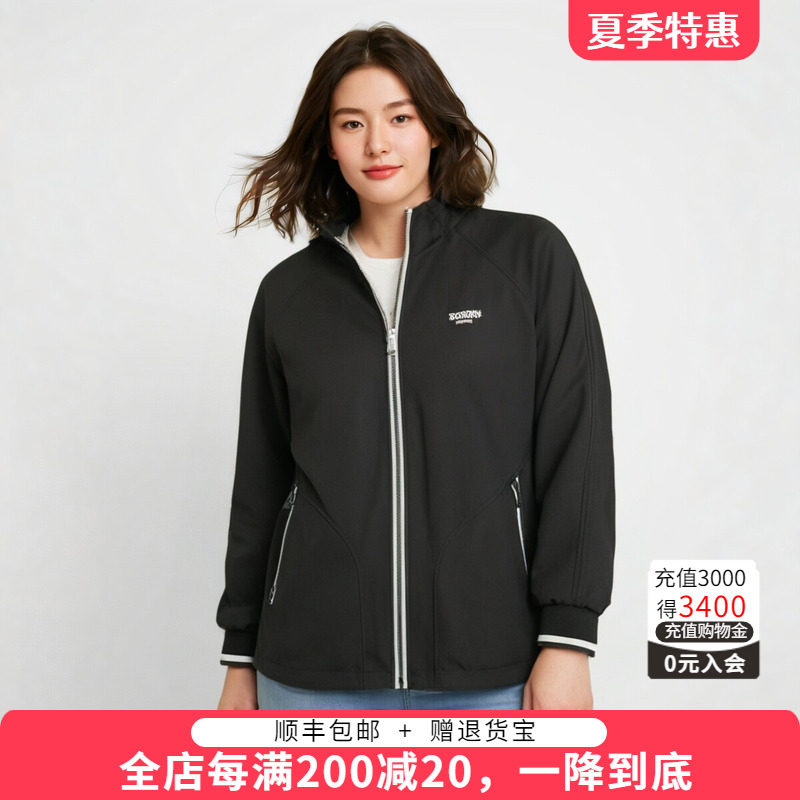 胖太太外套连帽拉链宽松休闲