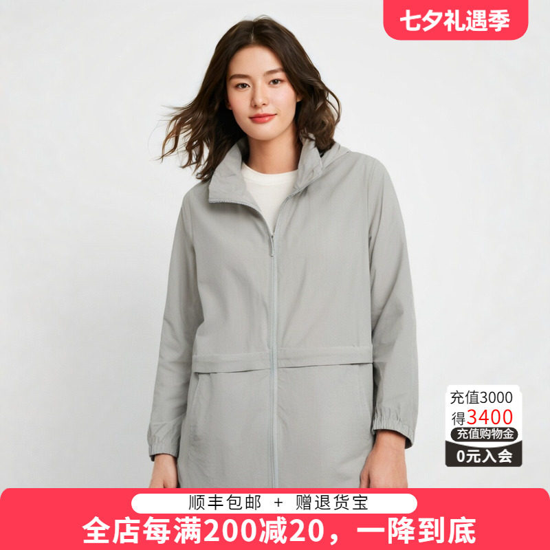 胖太太风衣连帽宽松弹力