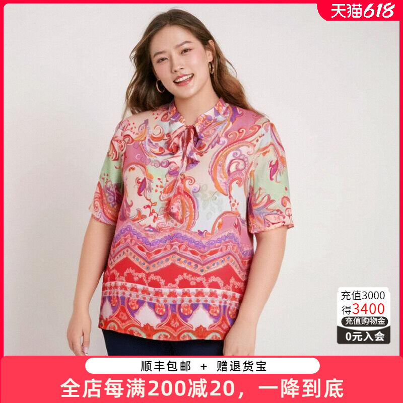 胖太太衬衫薄款宽松立领