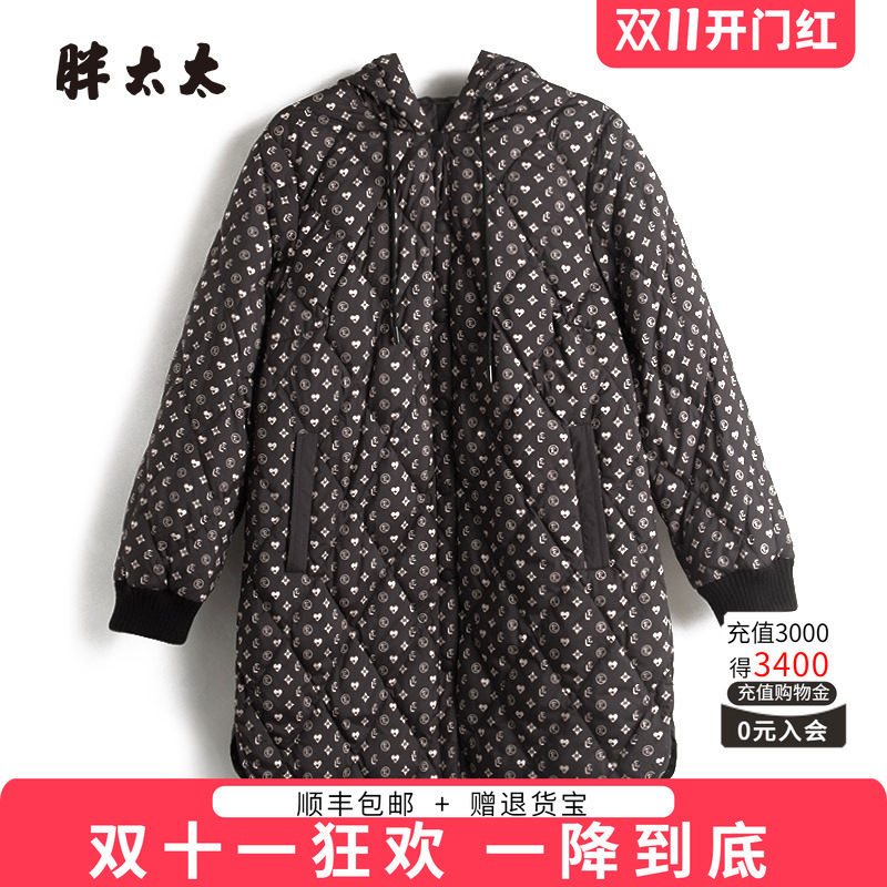 连帽羽绒服胖太太花色图案