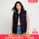 胖太太牛仔马甲女胖m秋冬新品 明线口袋宽松翻领无袖 外套425306811