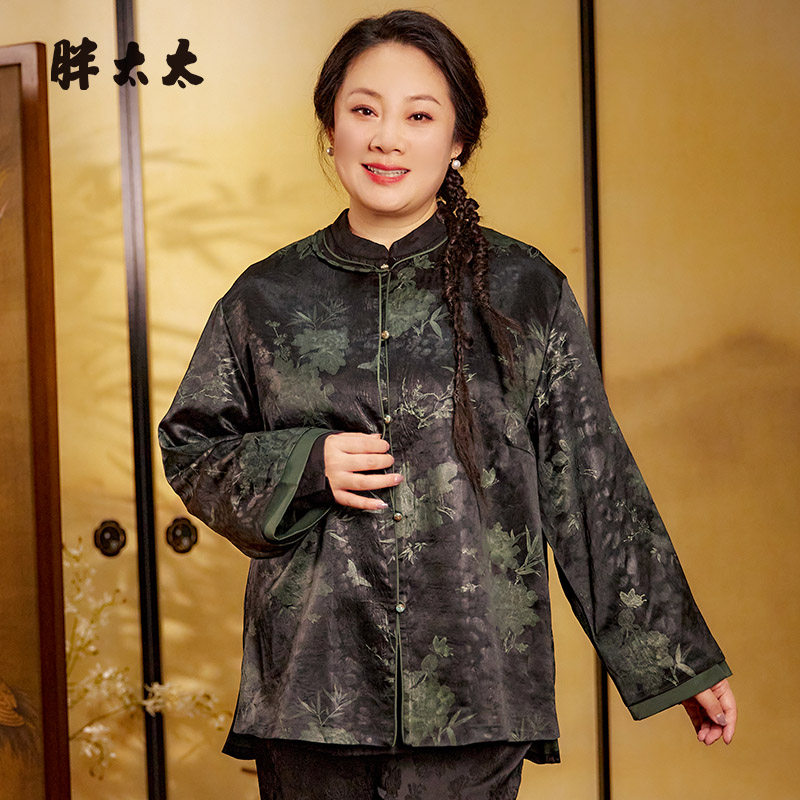 暗花图案外套胖太太中国风格