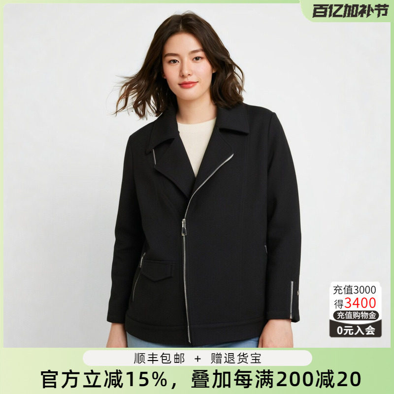 胖太太大码女装春装新款黑色时尚机车上衣外套休闲宽松822212010
