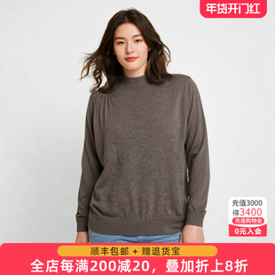 胖太太大码女装新款纯色圆领薄OL职业打底羊毛针织衫621301310