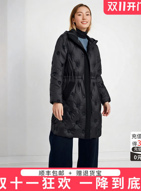 胖太太羽绒服连帽韩版高腰暗花